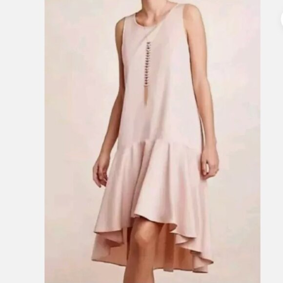 Anthropologie Maeve Camilla Blush High Low Hem Oversized Midi Dress - Picture 1 of 9